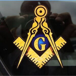 3pc Masonic Emblem in Gold ProSticker 4" Freemason Compass Square Decal Sticker